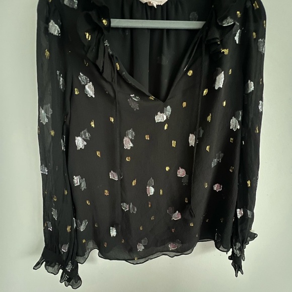 Chic Black Blouse with Gold and Silver Accents - Picture 3 of 4